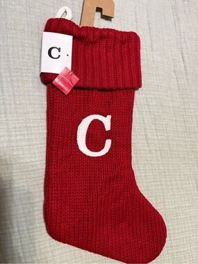 C Monogram Red Stocking - Classic Knit